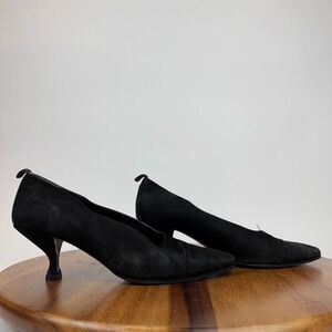 Womens Claude Montana by Stephane Kelian Vintage Black Suede Pumps Size 7.5‎